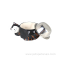 Pet Feeding Bowl Cat Metal Bowl With Ceramic